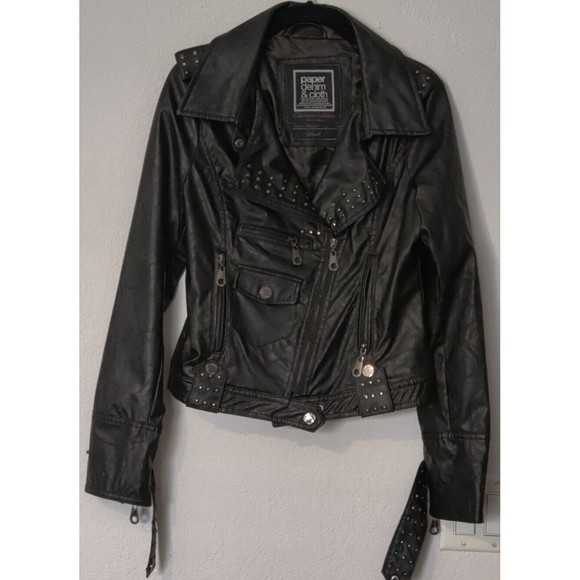 Faux Black Leather‎ Paper Denim & Cloth Stur Jacket Size Small - Picture 3 of 9